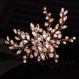 Teyglen Peineta Para El Pelo De Novia Con Diamantes De Imitación Para Novia, Peineta Lateral De Cristal Para Novia, Accesorios Para El Cabello Para Mujeres Y Niñas Oro Rosa