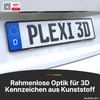 PLEXICLICK® 3D License Plate Holder 3D Number Plate - Frameless