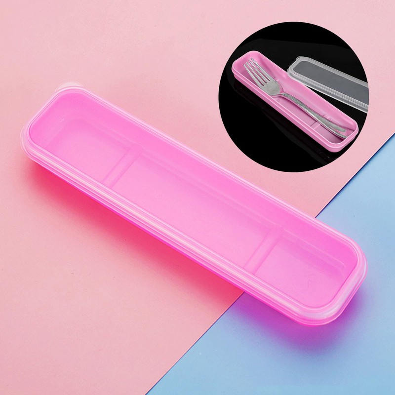 3-Piece Portable Cutlery Set with Lid - 8in Travel Utensil