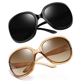 Joopin Oversized Sunglasses Women's Modern Polarised and Fashion Style Sunglasses Large Oversized UV400 Protection, B56-Black and Tan, Unit size