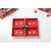 Festive Red Snowflake Christmas Themed Winter Holiday Ceramic 4-Section Server
