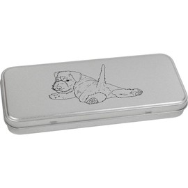Azeeda 'Schnauzer Puppy Relaxing' Metal Hinged Stationery Tin/Storage Box (TT00249211)