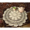 Damanni Beige Cotton Handmade Crochet Lace Tablecloth Doilies Table Overlay,Round,23