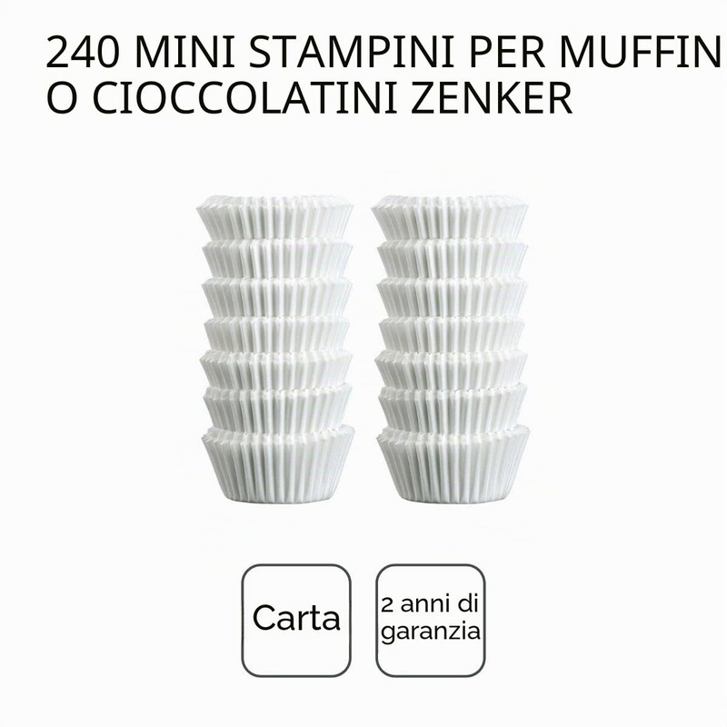 Zenker Mini pirottini per muffin, carta bianca, confezione da 1,
