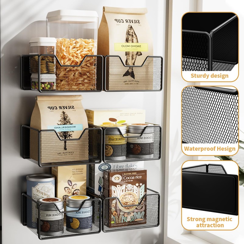 Restorgan Magnetic Basket Organizer Holder, 2 Pack Magnetic Shelf for