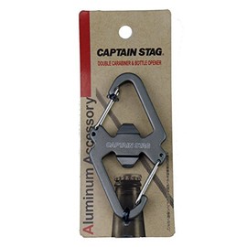 Captain Stag UM-1873 Carabiner, Aluminum Accessory, Double Carabiner & Bottle Opener, Bottle Opener, Titanium Gray