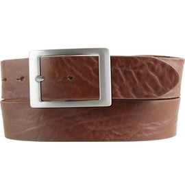 BELTINGER Belt Made of Full Cowhide Leather Distressed Look with Double Buckle 4 cm Jeans Belt for Men 40 mm Leather Belt Vintage Look 4 cm, Cognac Silver