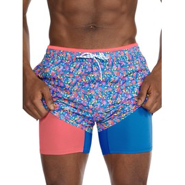 Chubbies Mens Swim Trunks 5.5'', Lined Classic 4-Way Stretch Mens Shorts, Board Shorts with Built-in Boxer Brief Liner, The Spades, Small