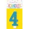 Glitter Number 4 Birthday Candle - 3" | Assorted Color