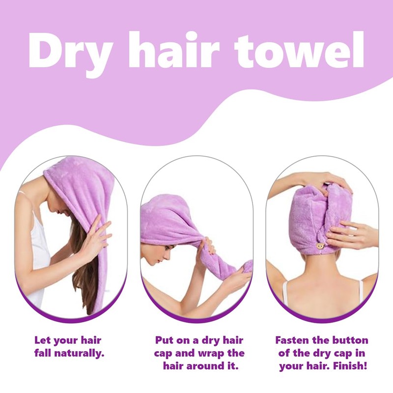 3 Pack Microfiber Hair Drying Towel Hair Drying Towel with