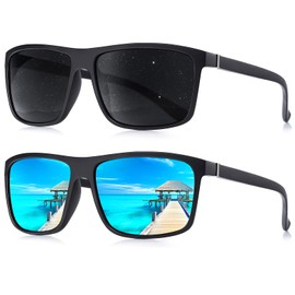 ANYLUV Polarised Sunglasses Men Women Outdoor Sunglasses Unisex Retro Black Glasses UV400 Driving Hiking Golf, A04 Grey/Silver+Ice Blue/Black