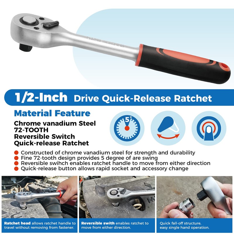 Der Erwachte 3/8-Inch Drive Ratchet Handle, Ratchet Wrench, Socket Wrench,