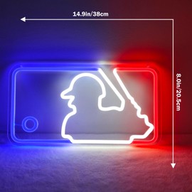 JianJung Baseball Neon Signs Neon Lights Signs Light Up Signs for Wall Dimmable LED Signs for Bedroom Boys Room Sport Club Bar Baseball Neon Wall Signs Light Wall Art Decor