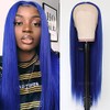 QD-Tizer Blue Lace Front Wigs for Fashion Woman Long Straight