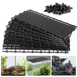 Hygger CO2 12pcs Aquarium Fish Tank Divider Filter Bottom with Bracket, Plastic Egg Crate Grid (11.6X5.7inch) for Fish Tank Separation, Bottom Filtration & DIY Aquascaping (Black, 72 Brackets)