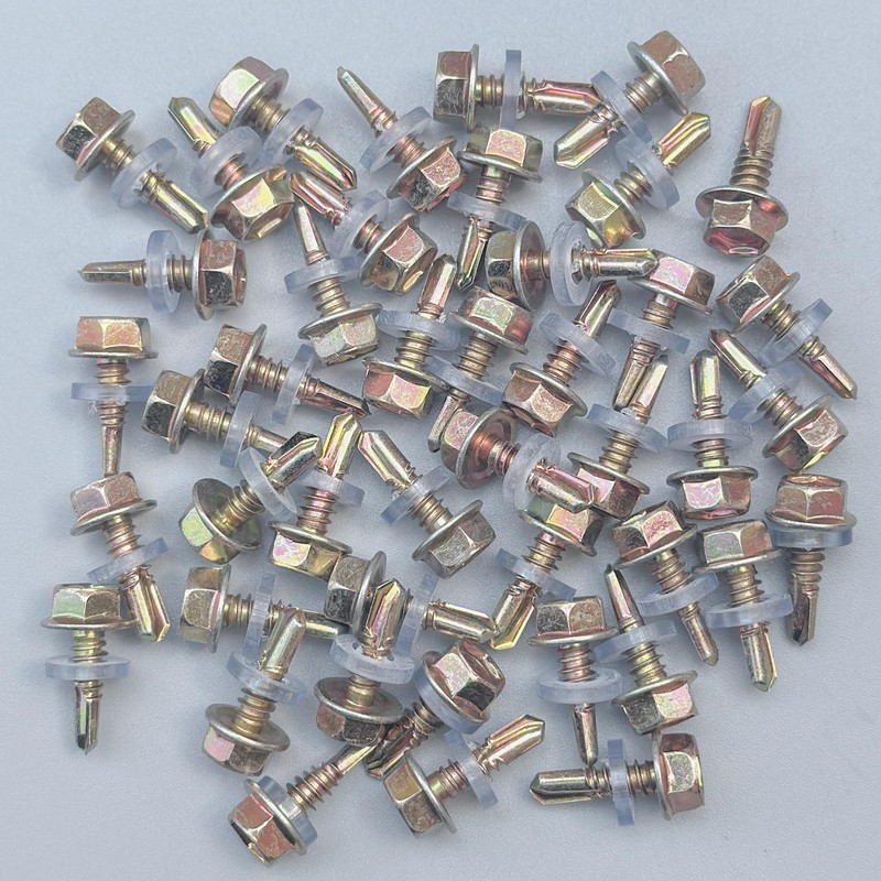 50 PCS Hexagon Self Tapping Self Drilling Screws with Pads
