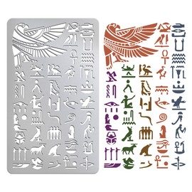 UNICRAFTALE Metal Stencil for Painting, Egyptian Hieroglyphs Stencil, God Nekhbet Drawing Template, Stainless Steel, Reusable Template for DIY, Scrapbooking, Carving, Engraving, Wood Burning