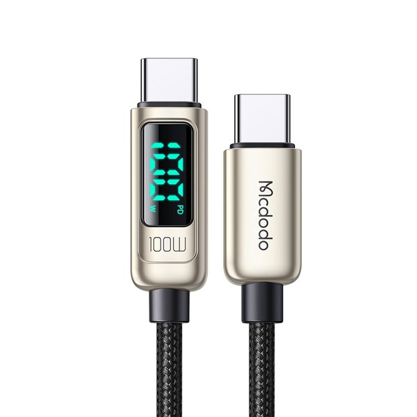 Mcdodo USB-C to USB-C Cable, PD 100W Rapid Charging, Output Screen Display, E-marker Chip, High Speed Data Transfer, i-Phone15 Cable, Zinc Alloy Shell, Heavy Duty Nylon Braid, Type-C Charging Cord,