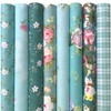 Mililanyo 8 PCS 18x22 inch Green Floral Fat Quarters Fabric