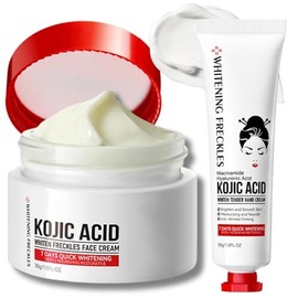 Kojic Acid Cream - Hydrating Face Cream for Dry Skin - Face Moisturizer for Women - Anti Wrinkle, Moisturising (Kojic Acid Cream + Hand Cream, Fragrance Free)
