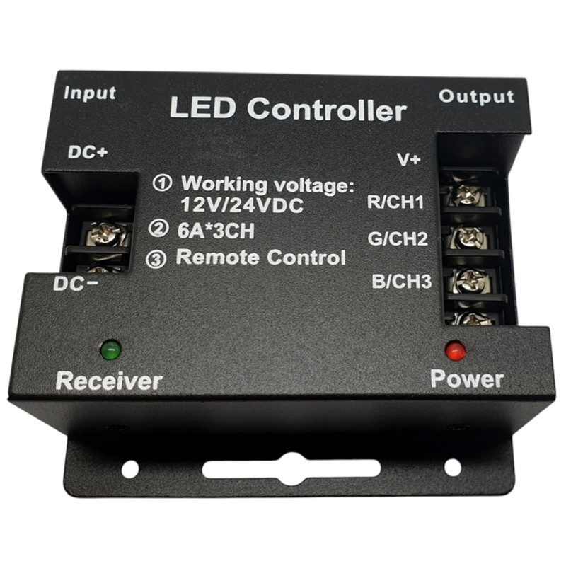 12 V - 24 V RGB Receiver + Remote Control