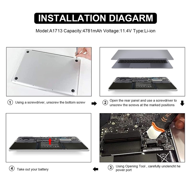 A1708 A1713 Battery for A2171 A2159 A2289 A2338, Compatible with