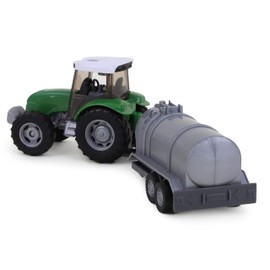 Toyland® 22.5cm Green Farming Tractor with Tanker - Free Wheel Action - Farm Toys for Boys