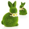 com-four® 2x decorative figure - Easter bunny with bow and