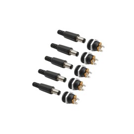 Einaus Pack of 10 (5 Pair) 12 V 3 A 5.5 x 2.1 mm DC Power Plug DC Socket Screw Nut Male + Female Plug Connector DC Power Supply Socket Panel Mount Connector Power Jack DC Socket Plug