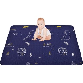 50x50 Play Mat for Playpen Foldable LIAMST and TODALE Baby Playpen, Non Slip Washable Mats Floor, Portable Travel Crawling Toddlers Infants, Dark blue
