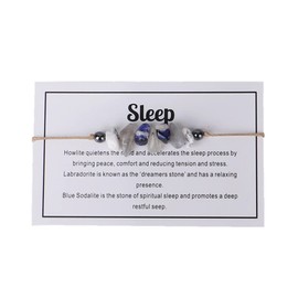 tenghong2021 Chakra Crystal Beaded Bracelet with Wish Card Adjustable Spiritual Anxiety Stone Beads Braide String Bracelet Yoga Meditation for Women Men Jewelry Birthday Gifts-Sleep