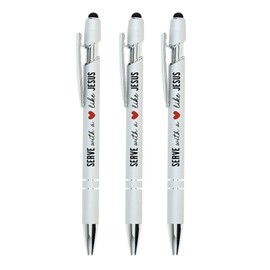 Needzo Christian Pen with Stylus Tip for Touch Screens, Serve with a Heart Like Jesus, Small Religious Gift for Women, 5 1/2 Inches, Pack of 3