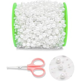 DomeStar 200FT White Pearls String, Artificial Pearl Strand Beaded Wire, for Home Decor, Garland Flowers, Party Supplies, DIY Crafts