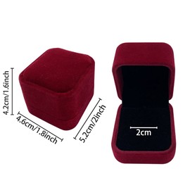 ximai 2 Pack Velvet Ring Box Classic Single Ring Gift Case for Bridal or Lovers ，Earring Jewellery Storage Case Suitable for Proposal Engagement Wedding Birthday (Red)