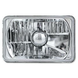 Octane Lighting 4X6 Diamond Crystal Clear Glass Lens Metal Headlight H4 Light Bulb Headlamp Pair