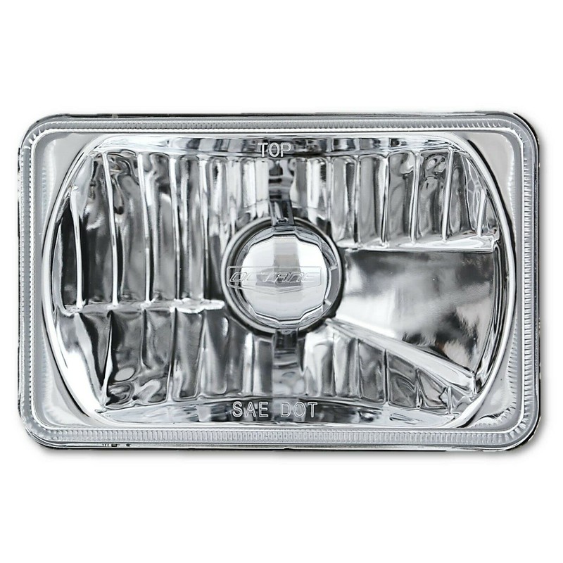 Octane Lighting 4X6 Diamond Crystal Clear Glass Lens Metal Headlight
