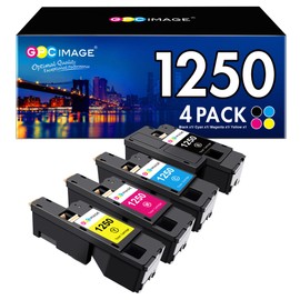 GPC IMAGE 1250 Toner Compatible with Dell 1250c 1250 Multipack Printer Cartridges for C1765nfw C1765nf C1760nw 1350cnw 1355cn 1355cnw C1760 C1765 (Pack of 4, Black Cyan Yellow Magenta)
