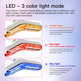 Micro-Current Facial Beauty Device, Red Light Therapy for Face, 3 Color LED Facial Massager for Skin Care with Thermal, Vibration, White