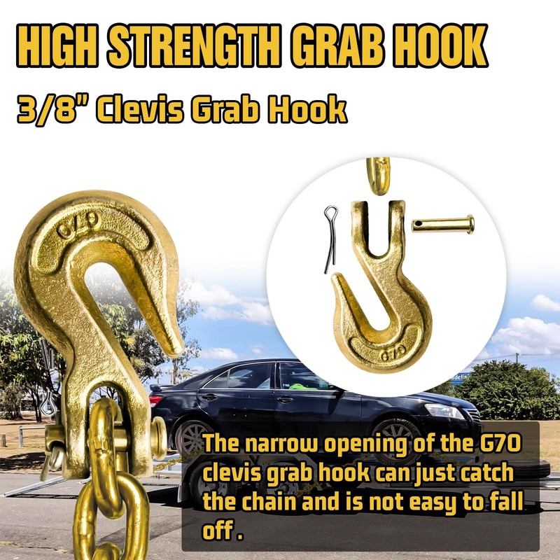 3/8" Tow Chain - G80 Trailer Safety Chain with G70