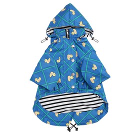 MOREZI Dog Raincoat with Reflective Buttons and Zippers Waterproof Raincoat Adjustable Drawstring Detachable Hood-Blue-M