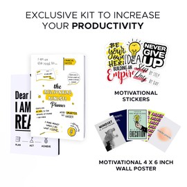 Momentum - Daily, Weekly, Monthly Productivity Planner Kit | Doodle Cover Undated A5 size | 192 Pages Journal + Motivational stickers & post card | 4 Months | Planner for Office, Students 2024