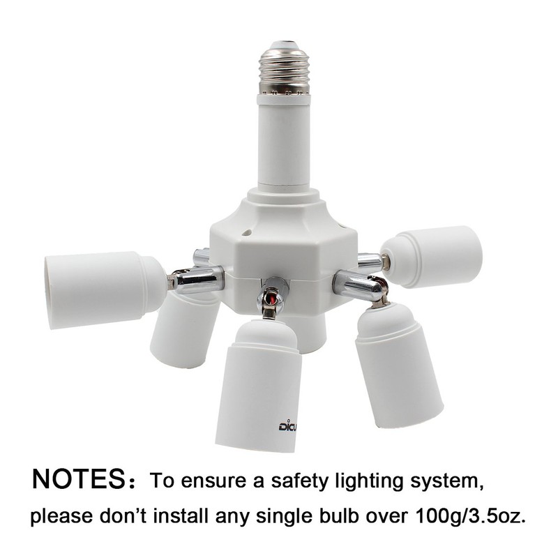 DiCUNO Light Socket Splitter 7 Way Adapter, 7 in 1