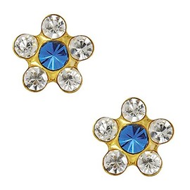 Studex Tiny Tips Clear and Sapphire Crystal 5mm Daisy Gold Plated Childrens Hypo-allergenic Stud Earrings