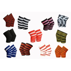 Kango Fitness Knee Wraps (Pair) for Cross Training WODs Gym Workout Weightlifting,Fitness & Powerlifting - Best Knee Straps for Squats For Men & Women 78" Compression & Elastic Support (Black/Yellow)