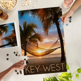 Key West, Florida, Hammock and Sunset (1000 Piece Puzzle, Challenging Jigsaw Puzzle for Adults, Made in USA)