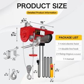 FITHOIST Electric Hoist,440 lbs Material Handling Too,Single/Double Slings Electric Winch,13 ft Remote Control,39 ft Single Cable Lifting Height,Zinc-Plated Steel Wire Hoist for Garage, Warehouses