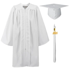 GraduationMall Matte Kindergarten & Preschool Graduation Gown Cap Set with 2024 Tassel White 36 (4'3"-4'5")