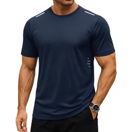 MAGCOMSEN Short Sleeve Sun Protection Shirts for Men UPF 50+ SPF Rash Guard Quick Dry Running Athletic Water Tshirts Navy S