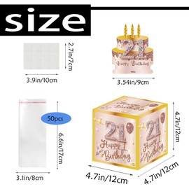 Rose Gold Happy 21th Birthday Money Box for Cash Gift, Pull Surprise Money Gift Box for Lady 21 Years Old Birthday Presents,Birthday Gift Money Box Money Presentation Box for Cash Gifts Birthday