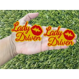 Badge Addictz Red Lady Driven Red Lips on Yellow Emblem Badge Custom New
